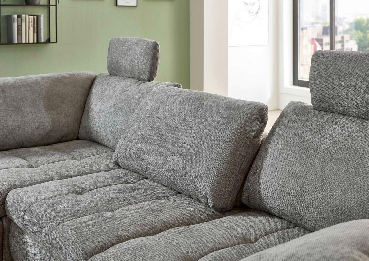 Rohová sedačka LANDO, levá, šedá žinylka, s funkcemi - šedá/černá, Moderní, kov/textil (197/289cm) - Premium Living