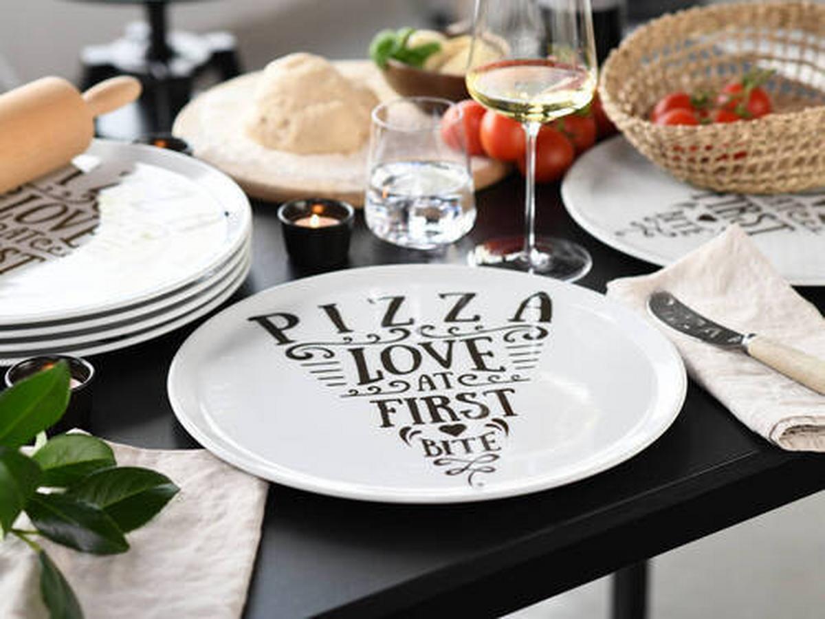 Tanier na pizzu PIZZA LOVE, 6-dielny - biela, Trend, keramika (33cm) - Creatable