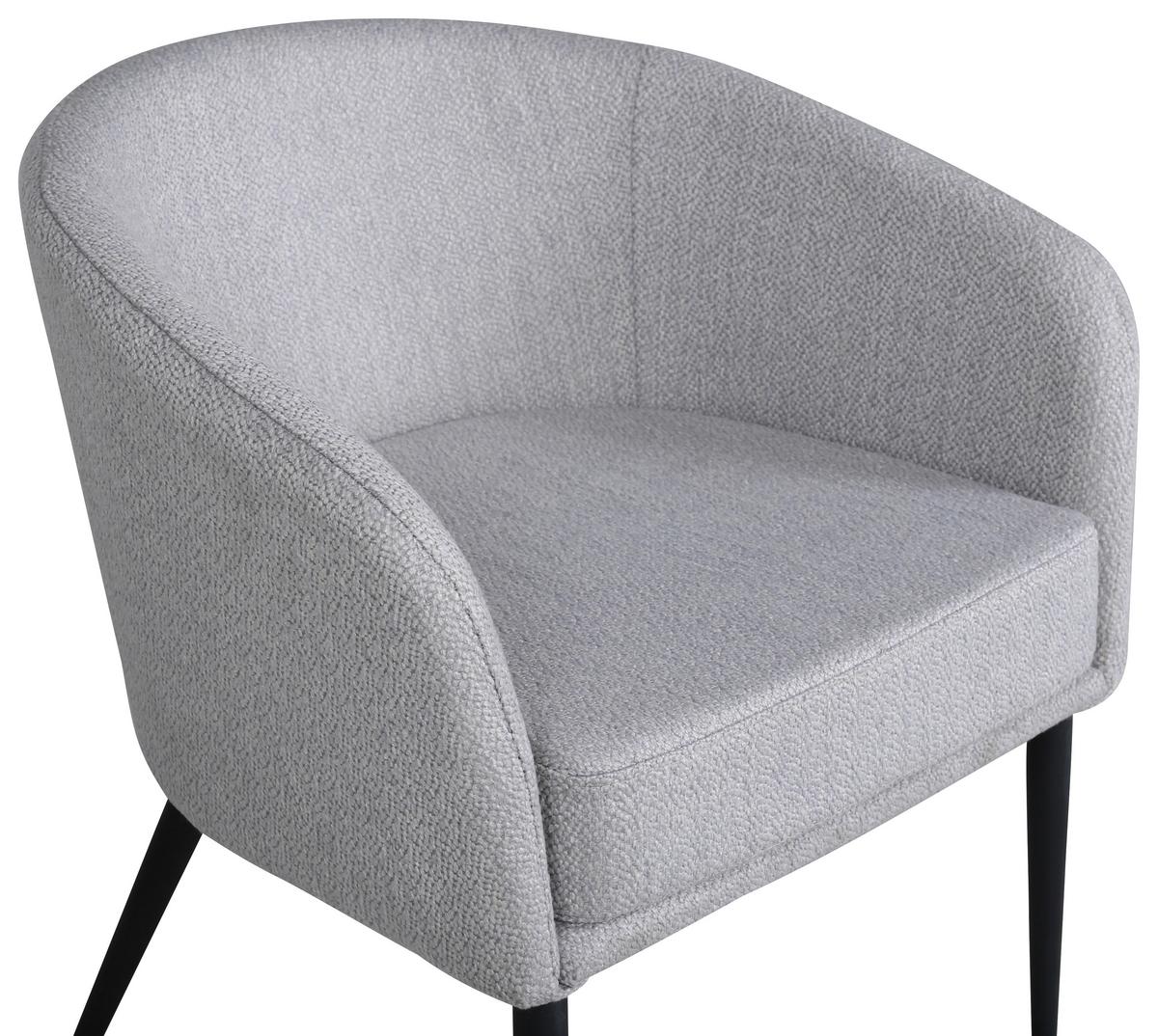 Sessel Fluffy - Schwarz/Grau, Design, Textil/Metall (83/70/64cm) - Livetastic