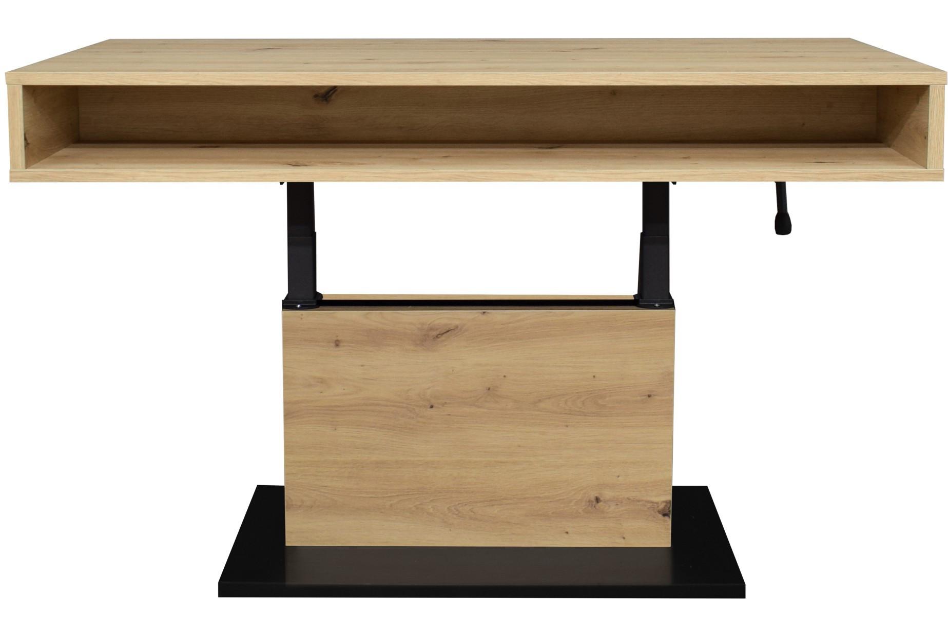 Couchtisch Lift Eiche Wotan/schwarz B: 110 Cm - Schwarz/Eiche Artisan, Design, Holzwerkstoff/Metall (110/58-77/60cm) - MID.YOU