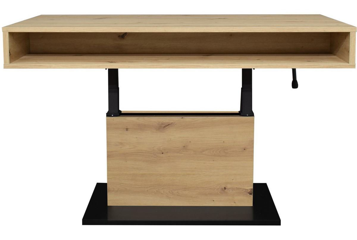 Couchtisch Lift Eiche Wotan/Schwarz B: 110 cm - Schwarz/Eiche Artisan, Design, Holzwerkstoff/Metall (110/58-77/60cm) - MID.YOU