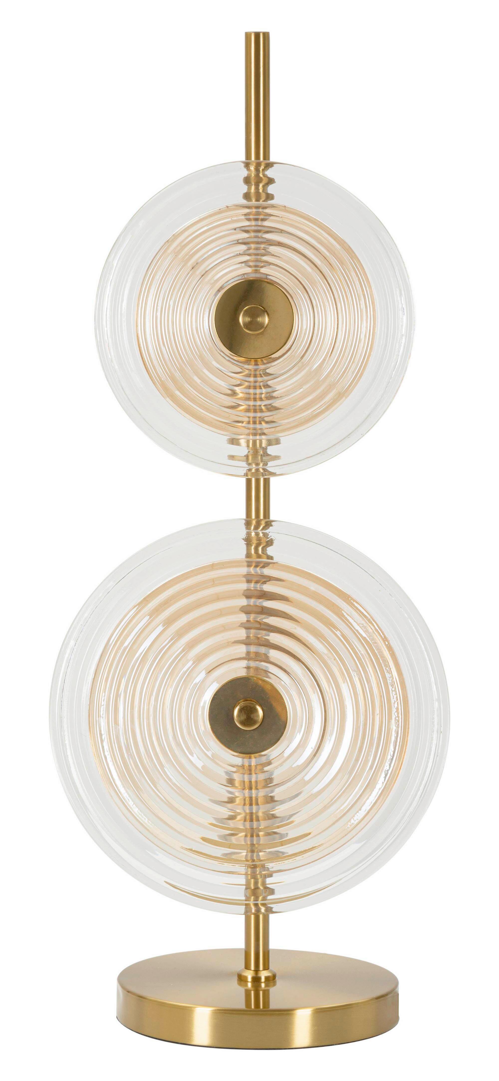Tischleuchte Venice Braun, Gold-/Naturfarben B: 25 cm - Goldfarben/Braun, Basics, Glas/Metall (25/63/25cm)
