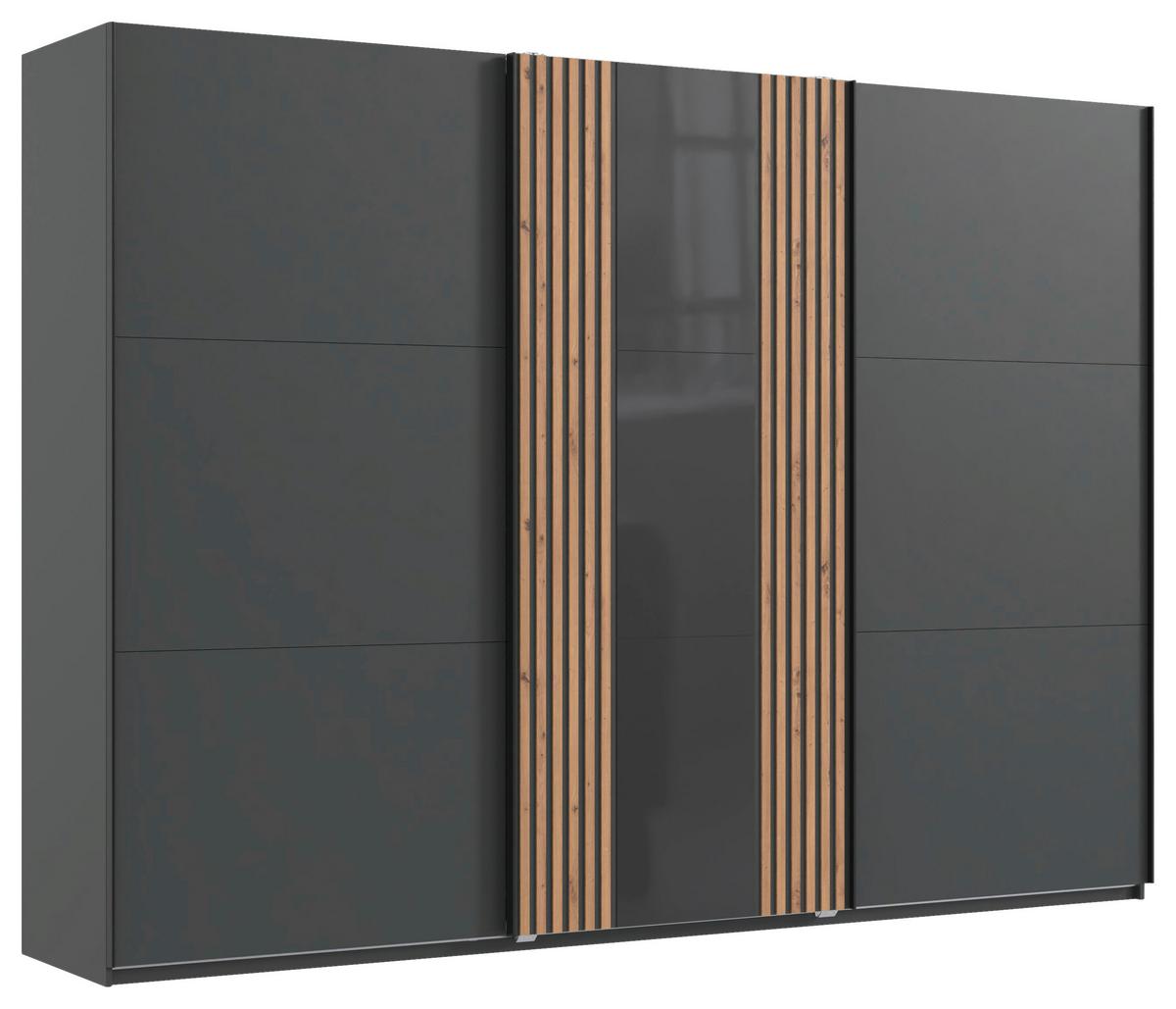 Tolóajtós Szekrény Atlanta 300/216 Cm - grafitszürke/Artisan tölgy, Modern, faalapú anyag/Üveg (300/216/65cm) - MID.YOU