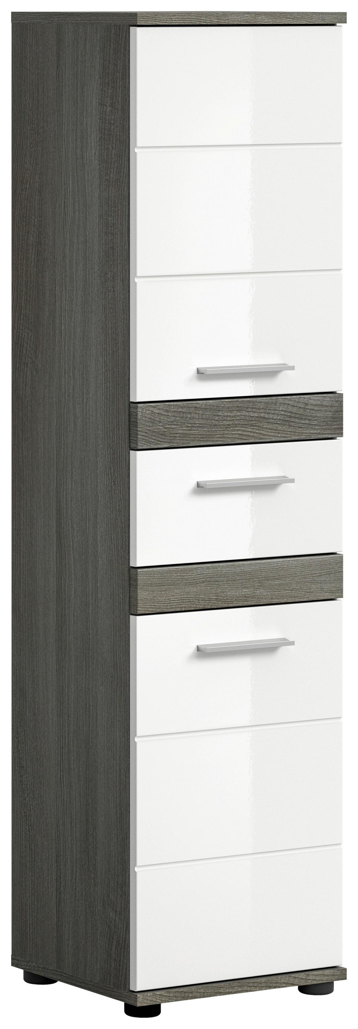 Midischrank Blake Rauchsilber/weiß B: 35 Cm - Weiß Hochglanz, MODERN, Holzwerkstoff (35/137/31cm) - MID.YOU