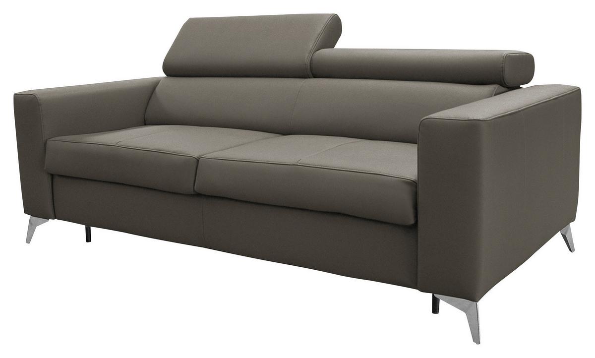Schlafsofa Mondo, Schlammfarben B: 206 cm - Schlammfarben/Silberfarben, Design, Leder/Textil (206/95/101cm) - Livetastic