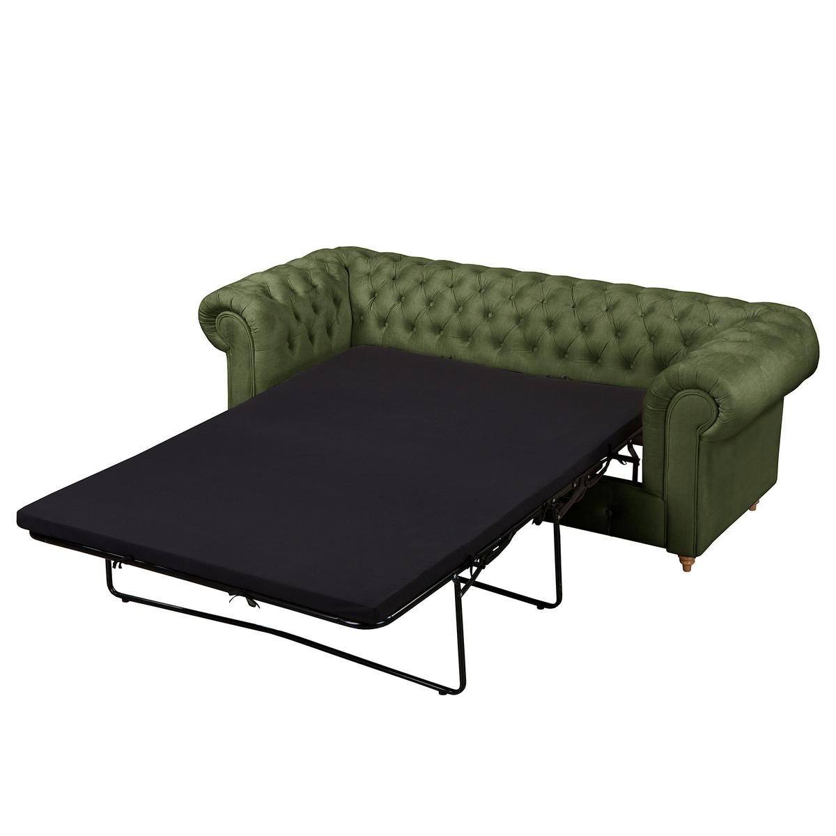Schlafsofa Laura Dunkelgrün, B: 218cm - Dunkelgrün/Braun, Design, Textil (218/74/91cm) - P & B