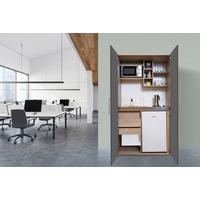 Schrankküche mit Kühlschrank + Kochfeld 104 cm Grau - Edelstahlfarben/Eichefarben, KONVENTIONELL, Holzwerkstoff/Metall (104/193/67cm) - Respekta