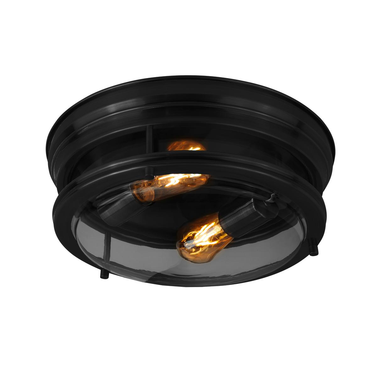 Bad-deckenleuchte Ip44 Klar/schwarz Ø 35 Cm 2-Flammig - Klar/Schwarz, Basics, Glas/Metall (35/14.5cm)