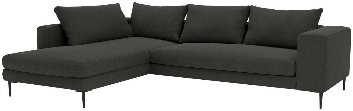 Ecksofa Aurora II inkl. Rückenkissen Taupe - Schwarz/Graphitfarben, MODERN, Textil (210/295cm) - Trendmanufaktur