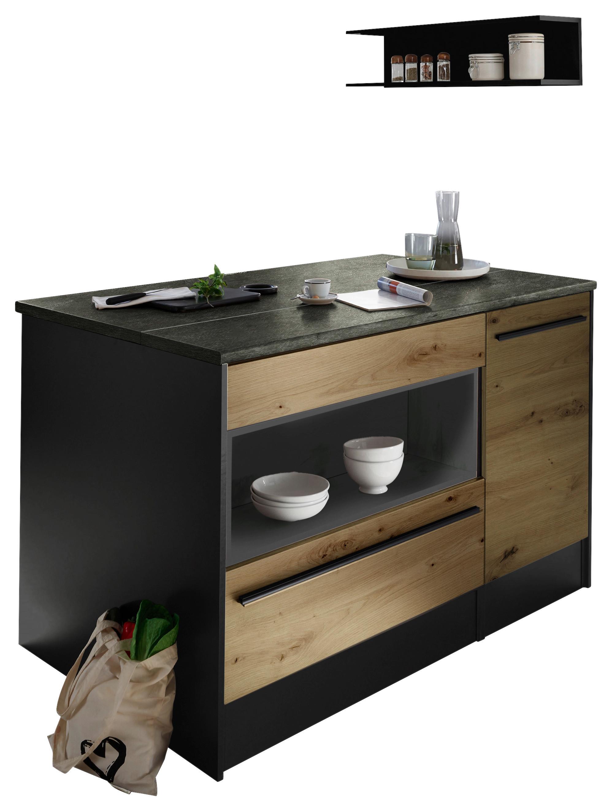 Kücheninsel Jazz Anthrazit / Eiche Artisan 145x90x90 cm - Anthrazit/Eiche Artisan, Basics, Holzwerkstoff (145/90/90cm) - MID.YOU
