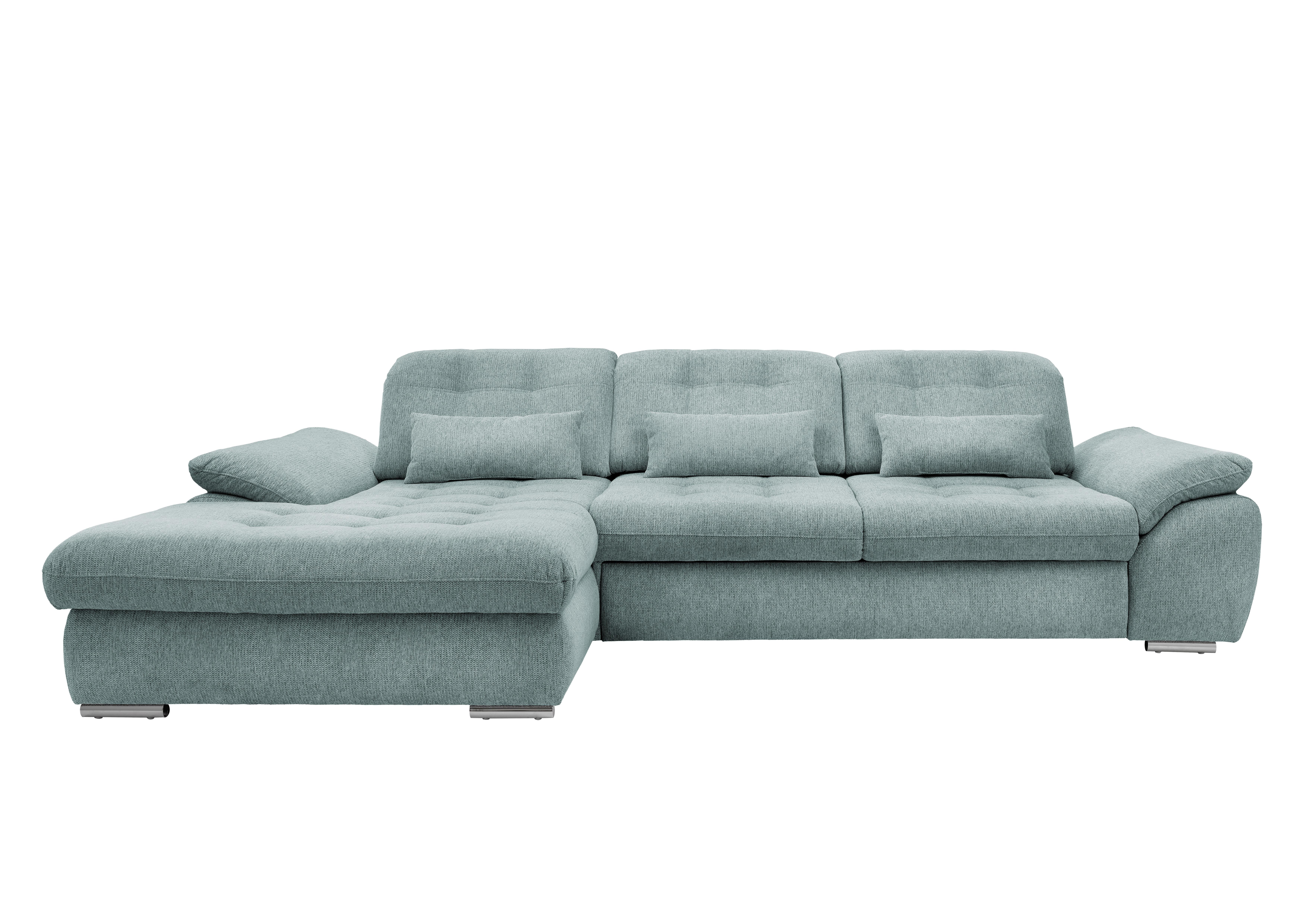 Ecksofa mit Bettkasten Rigatti Blau S: 184x314 cm - Chromfarben/Blau, MODERN, Textil (184/314cm) - Livetastic