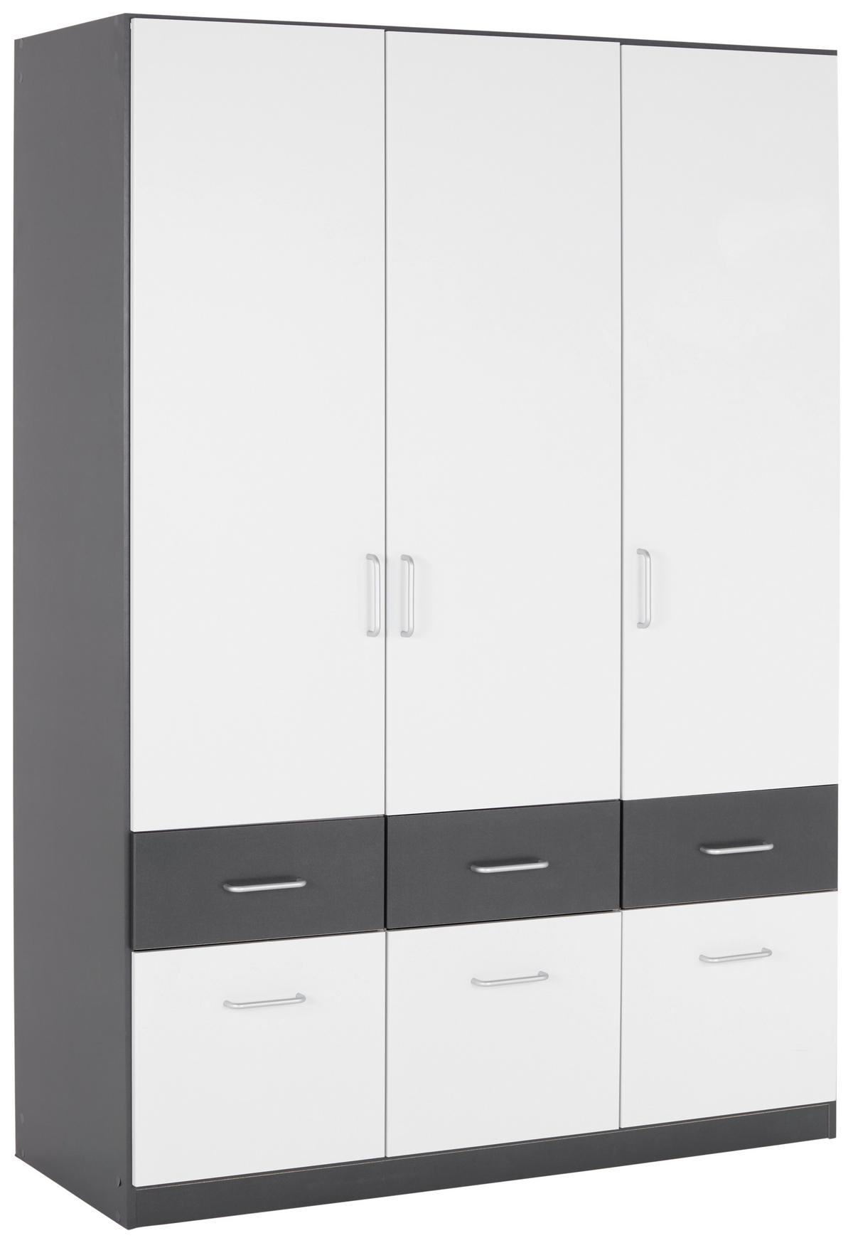 Drehtürenschrank 136 cm Aalen Extra Grau/Weiß - Weiß/Grau, KONVENTIONELL, Holzwerkstoff (136/197/54cm)