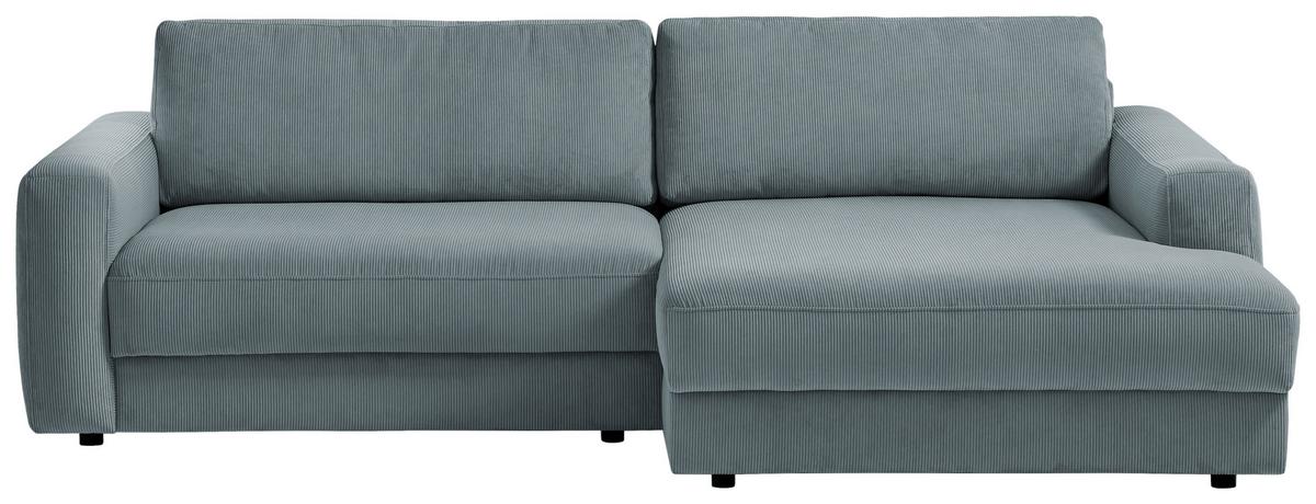 Ecksofa Bourbon - Blaugrau/Schwarz, MODERN, Textil (250/176cm) - Trendmanufaktur