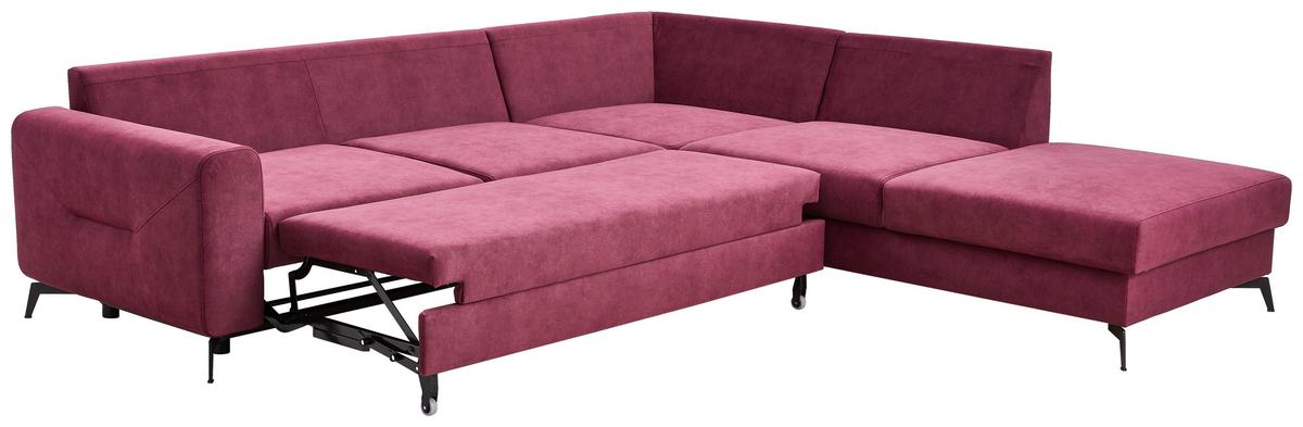 Ecksofa Mit Schlaffunktion Adesso Bordeaux Chenille - Bordeaux/Schwarz, KONVENTIONELL, Textil (275/257cm) - MID.YOU