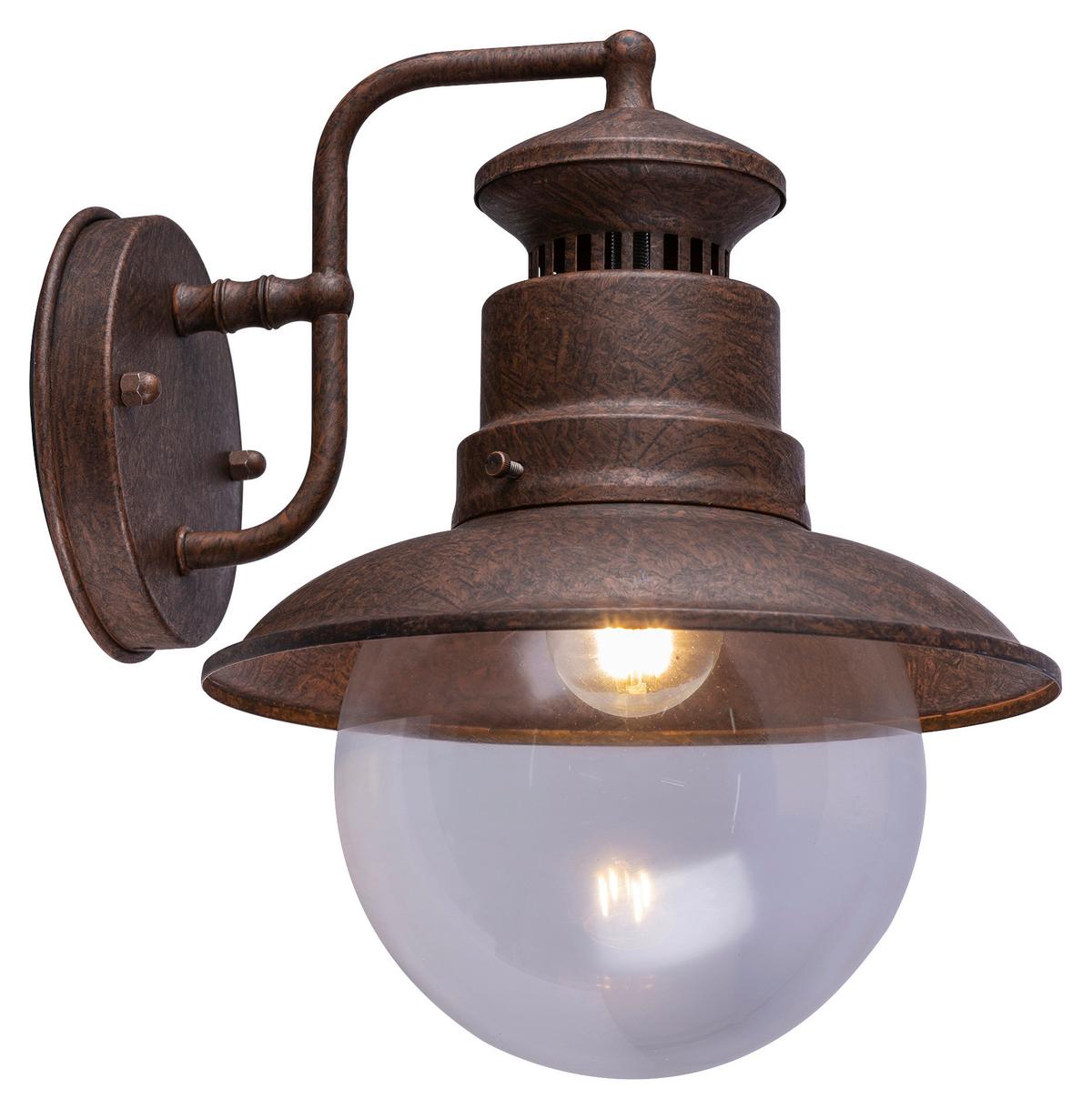 Außenleuchte 3272r 60 Watt Stahl/Glas, Wandmontage - Klar/Rostfarben, MODERN, Glas/Metall (21,5/24,7/27cm)