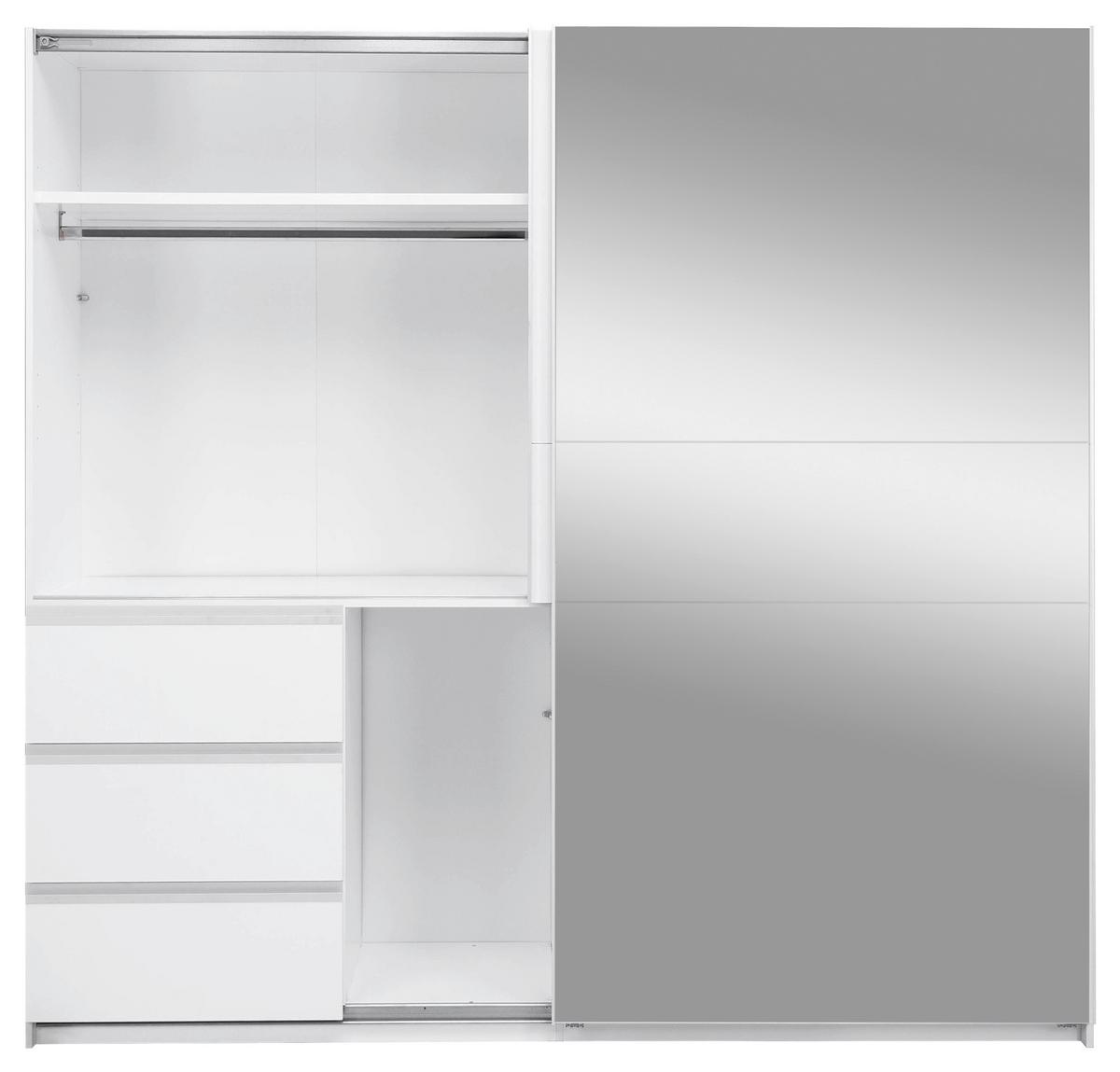 SCHIEBETÜRENSCHRANK Wilma Weiß B: 215cm - Weiß, MODERN, Holzwerkstoff (215/210/61,5cm) - P & B