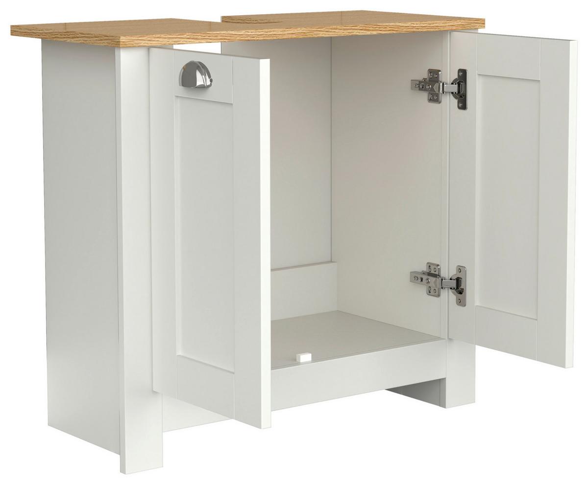 Waschbeckenunterschrank Balusa Weiß/Eiche Dekor B:65cm - Honigeiche/Eichefarben, MODERN, Holzwerkstoff (65/60/30cm) - MID.YOU