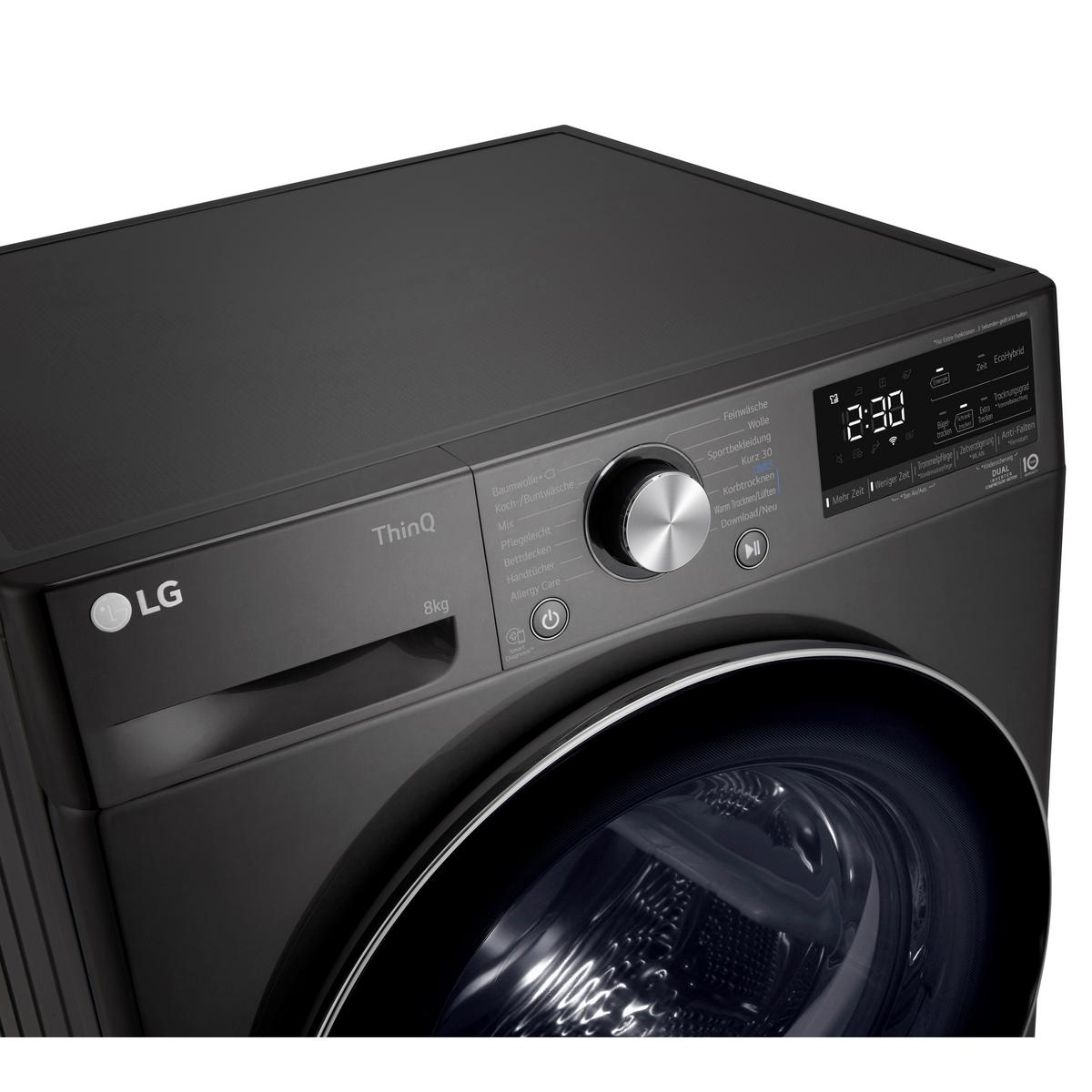 Wärmepumpentrockner Lg Rt80v9b - Chromfarben/Schwarz, Basics, Glas/Kunststoff (60/85/66cm) - LG