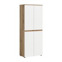 Garderobenschrank Scarpa Weiß/eichefarben B: 70 Cm - Eichefarben/Schwarz, Design, Holzwerkstoff (70/175/37cm) - Livetastic