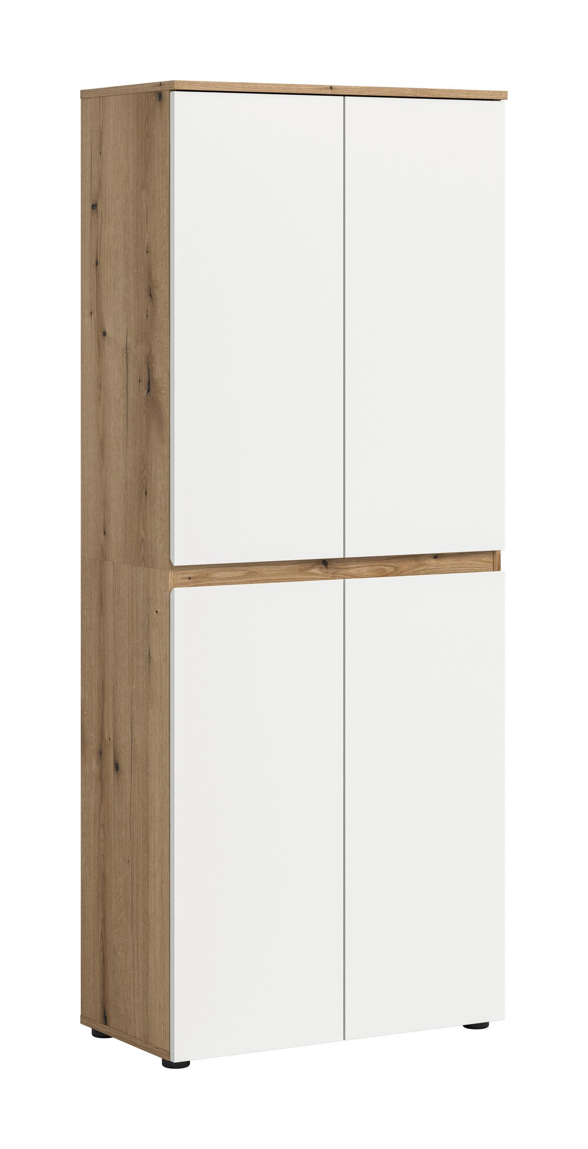 Garderobenschrank Scarpa Weiß/eichefarben B: 70 Cm - Eichefarben/Schwarz, Design, Holzwerkstoff (70/175/37cm) - Livetastic