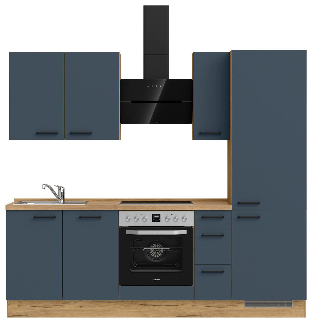 Küchenleerblock Easytouch High-Line, H2 Rechts - Blau/Eichefarben, MODERN, Holzwerkstoff (240cm) - Nobilia