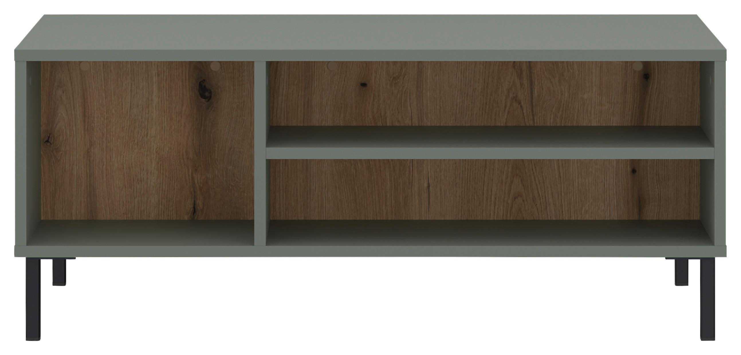 Couchtisch Pozzi Eichefarben/Graugrün B: 100 cm - Eichefarben/Schwarz, Trend, Holzwerkstoff/Metall (100/41,2/60cm)