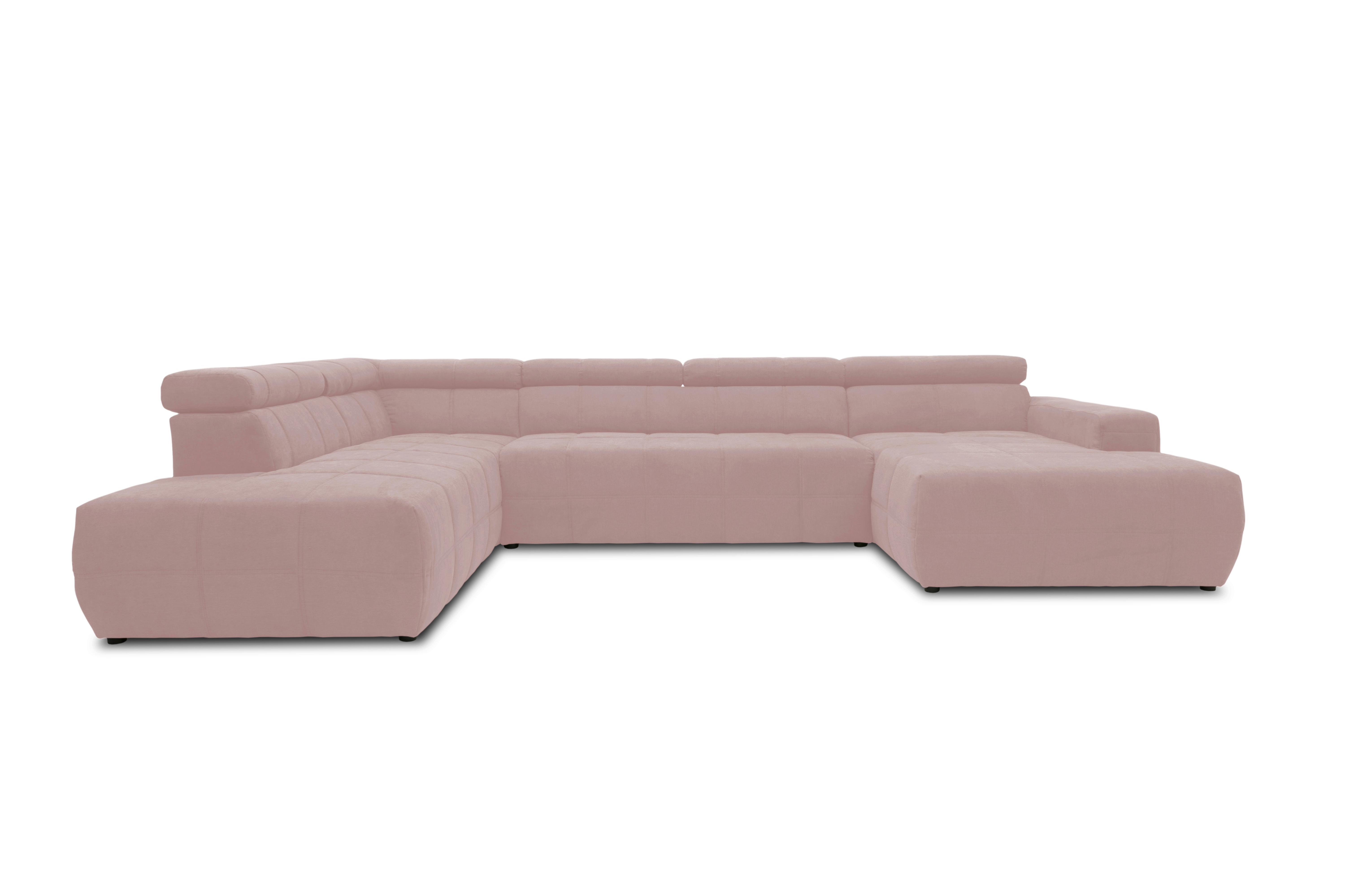 Wohnlandschaft Brandon Mit Kopfteilverstellung Pink - Schwarz/Rosa, Design, Textil (228/359/175cm) - MID.YOU