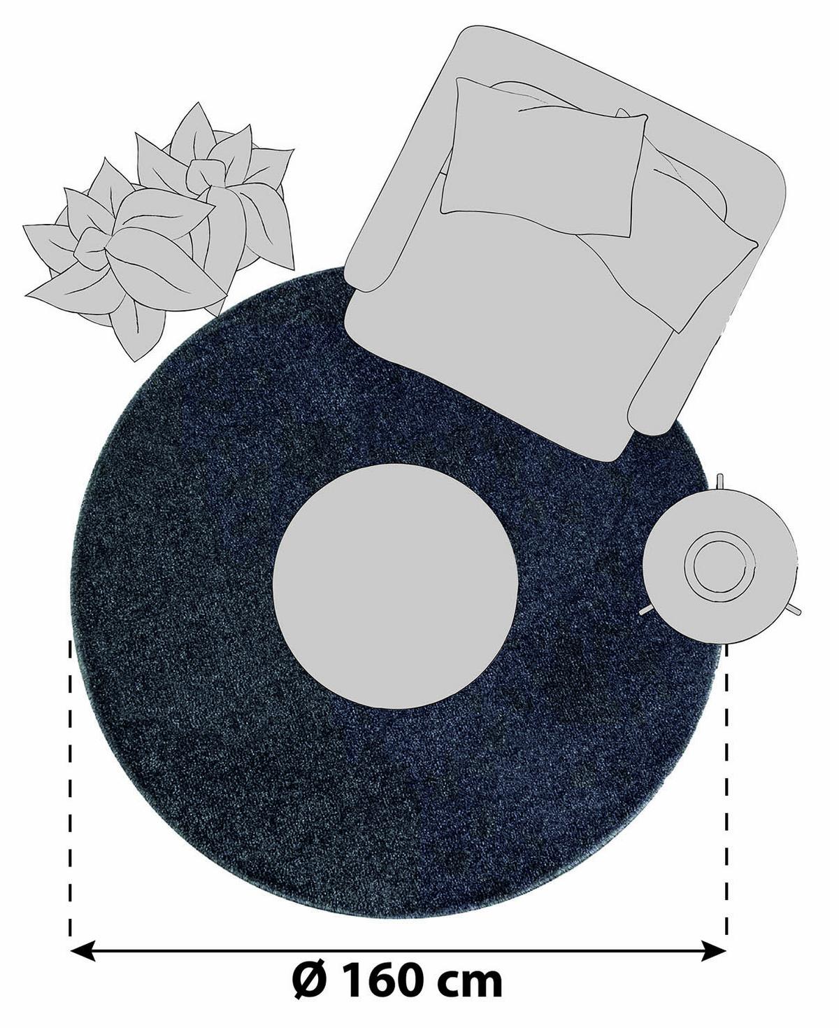 Hochflor Teppich Grau Ata Rund Ø 160 cm - Grau, KONVENTIONELL, Textil (160cm) - Novel