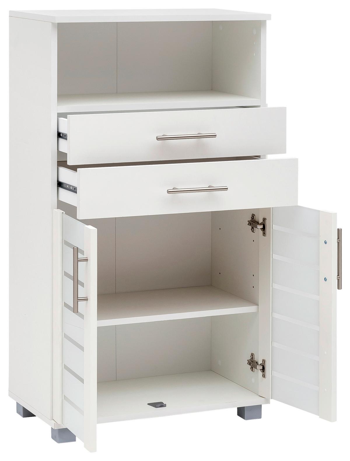 Midischrank Niko Weiß B: 59,8cm - Silberfarben/Weiß, MODERN, Glas/Holzwerkstoff (59,8/110,5/32,6cm) - MID.YOU