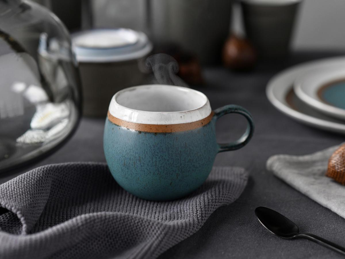 Kombiservice 16-Teilig. Steinzeug, multicolor - Türkis/Cognac, Basics, Keramik - Creatable