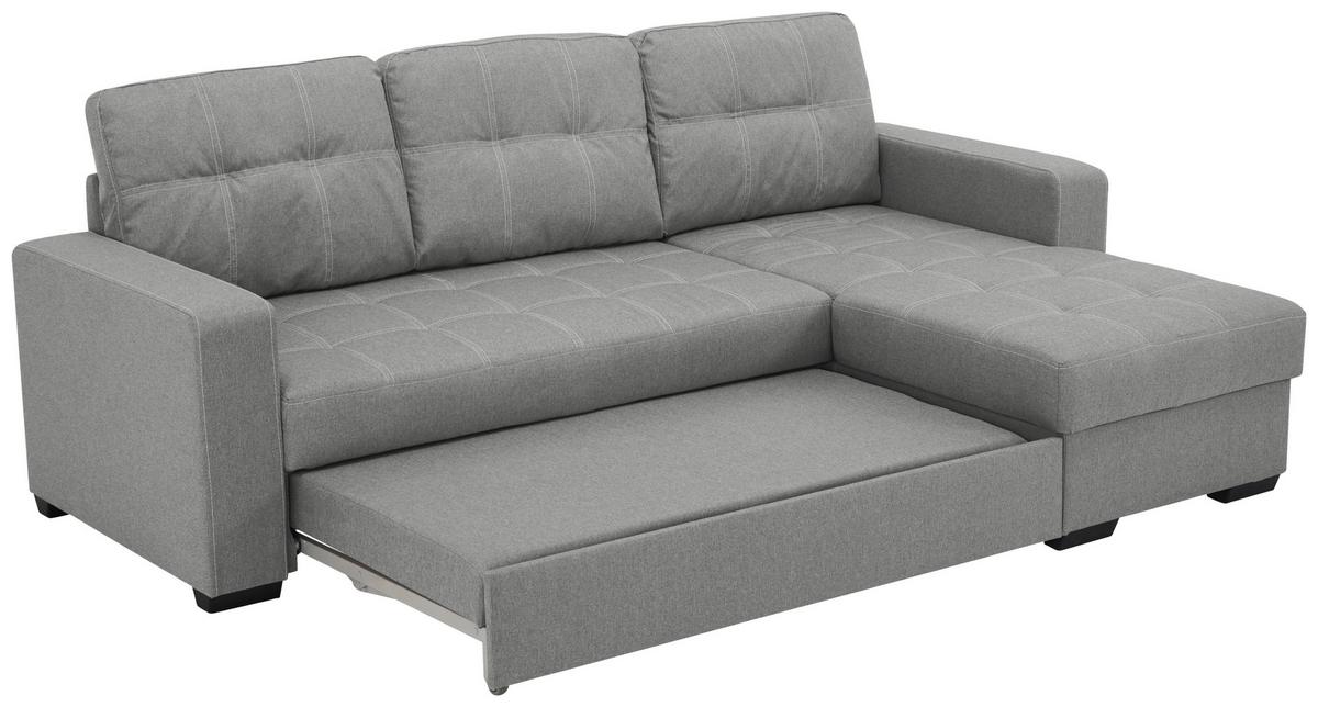 Eckschlafsofa Mediolan Grau S: 240x160 cm - Schwarz/Weiß, Design, Textil (240/160cm) - Livetastic