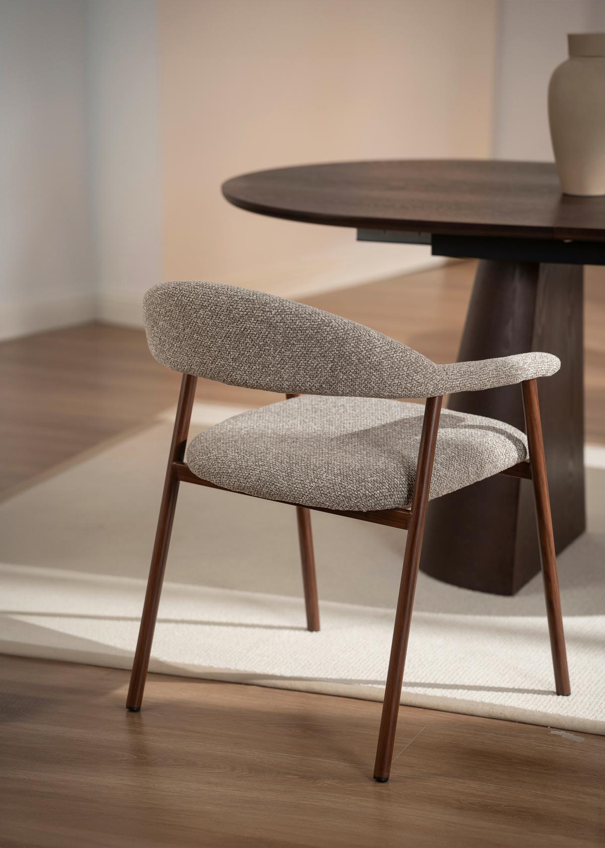 Armlehnstuhl Linea Taupe B: 59 cm - Taupe/Walnussfarben, Basics, Holz/Textil (59/75/62cm) - Livetastic