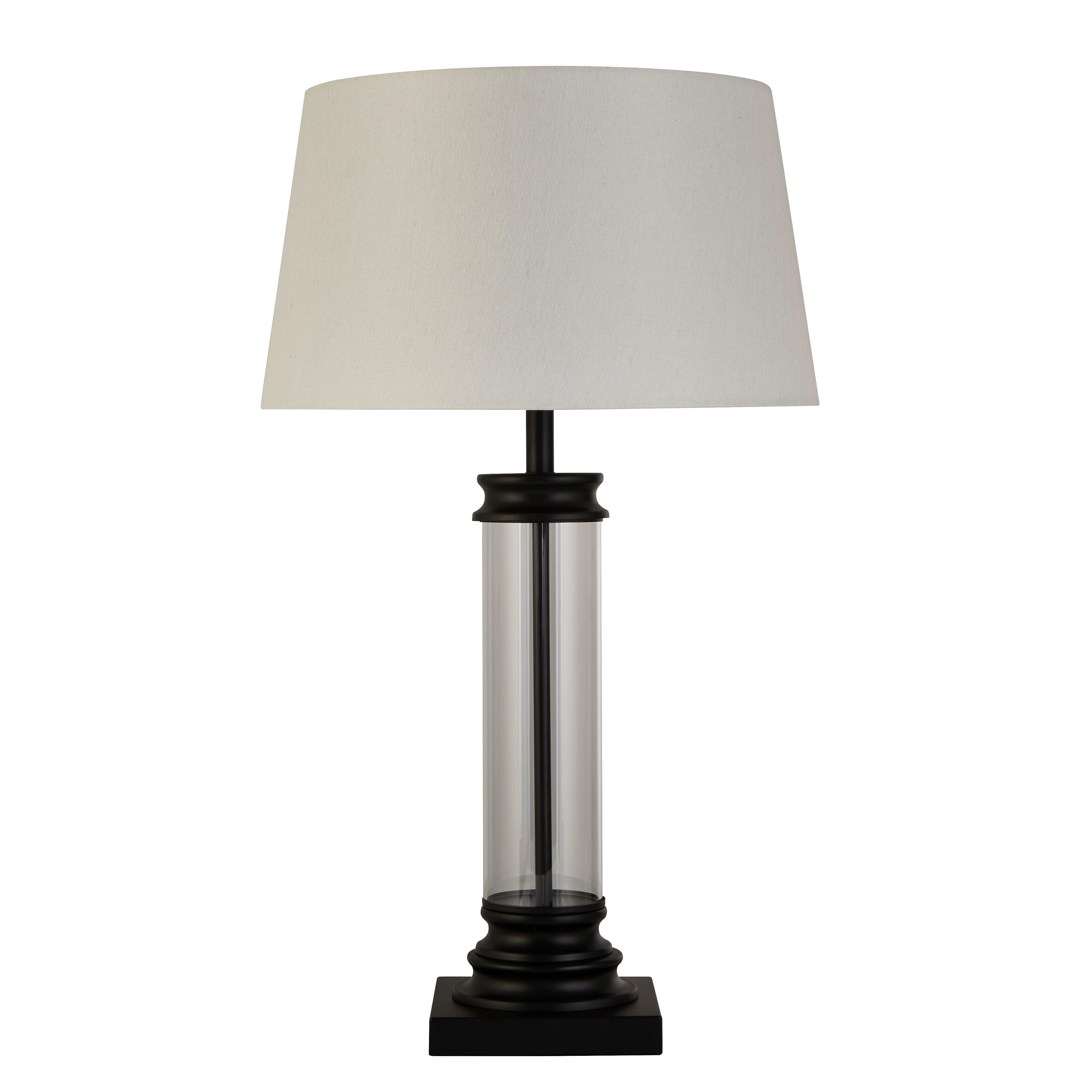 Tischleuchte Eu5141bk Pedestal - Schwarz/Weiß, KONVENTIONELL, Glas/Textil (37/62cm)