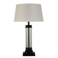 Tischleuchte Eu5141bk Pedestal - Schwarz/Weiß, KONVENTIONELL, Glas/Textil (37/62cm)