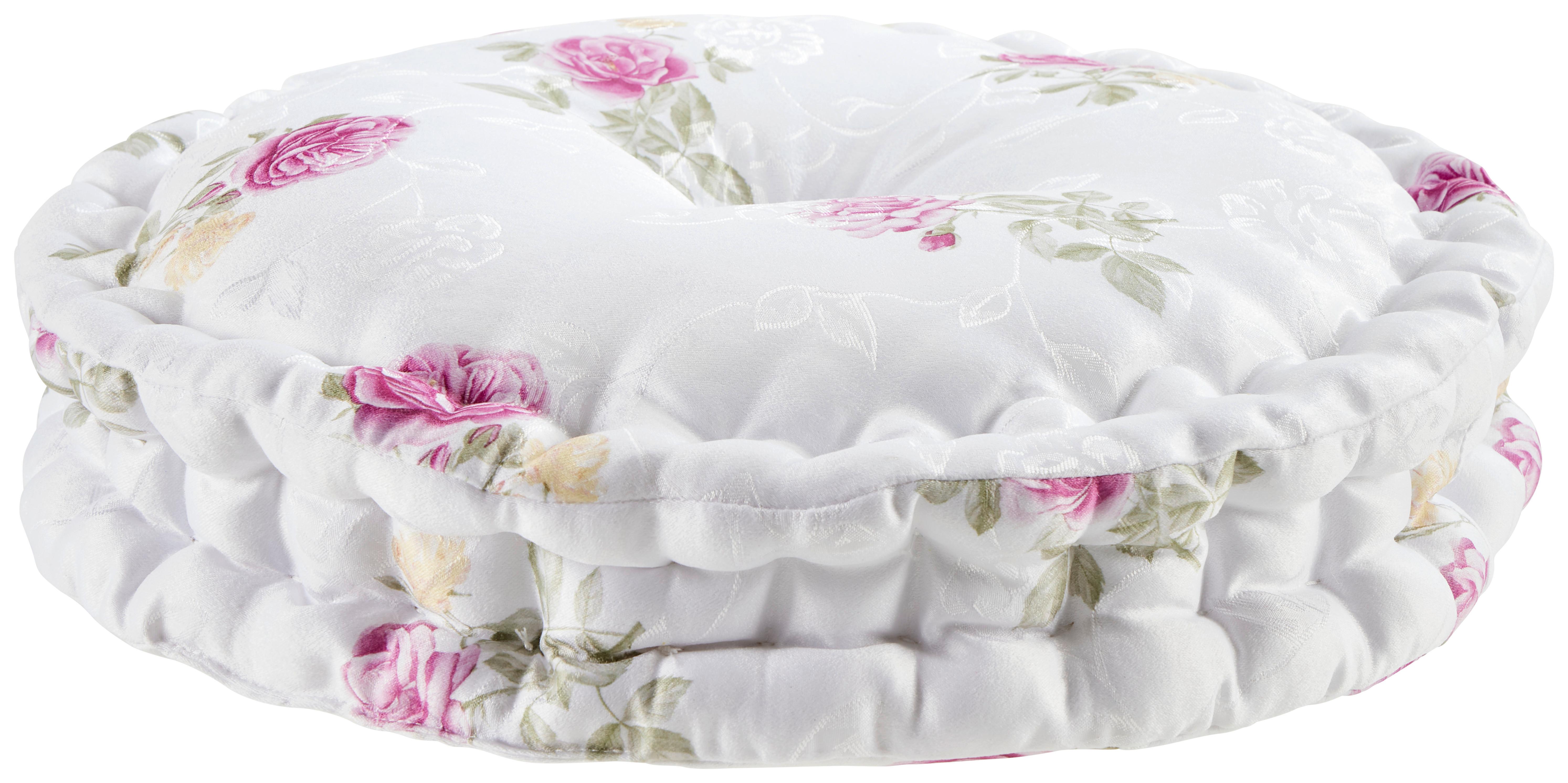 Sitzkissen Laura - Altrosa/Weiß, ROMANTIK / LANDHAUS, Textil (40/8cm) - James Wood