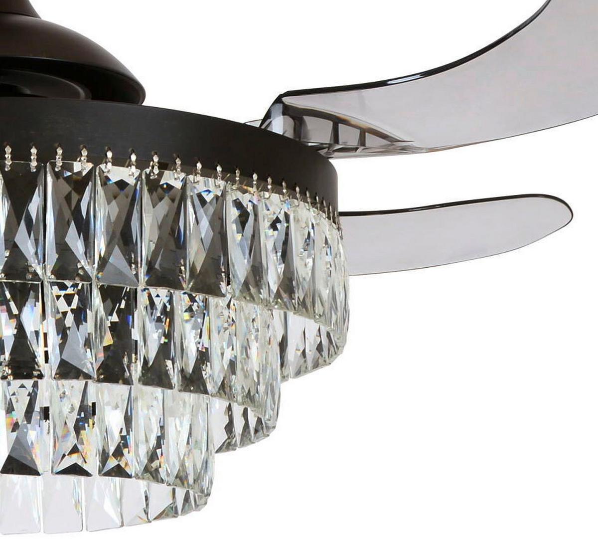 Deckenventilator Fanaway Schwarz 4-Flügel, LED-Leuchte - Transparent/Schwarz, LIFESTYLE, Kunststoff/Metall (122/50cm) - P & B