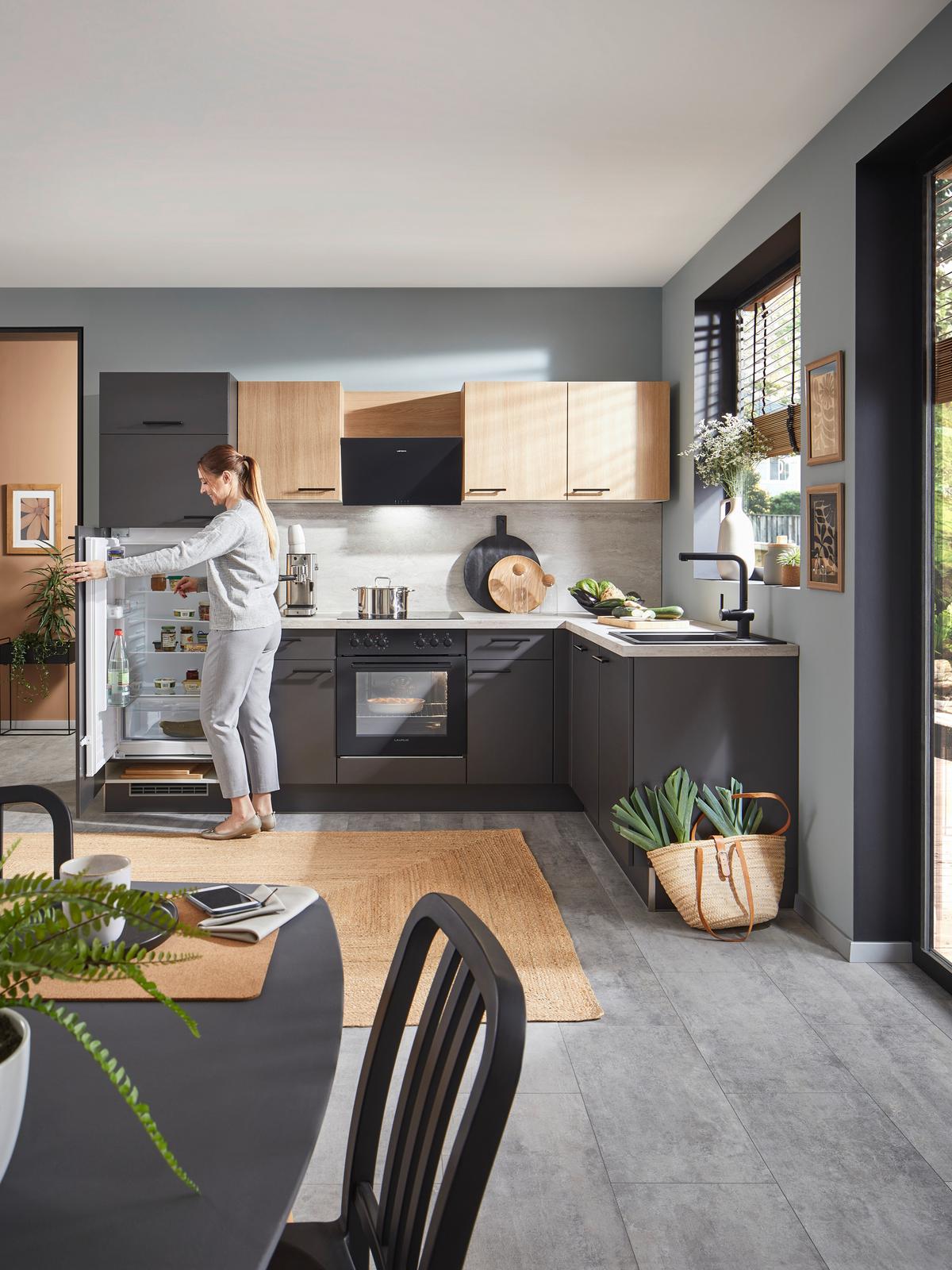 Eckküche Pn80/100 - Eichefarben/Beige, Trend, Holzwerkstoff (275/175cm) - Pino