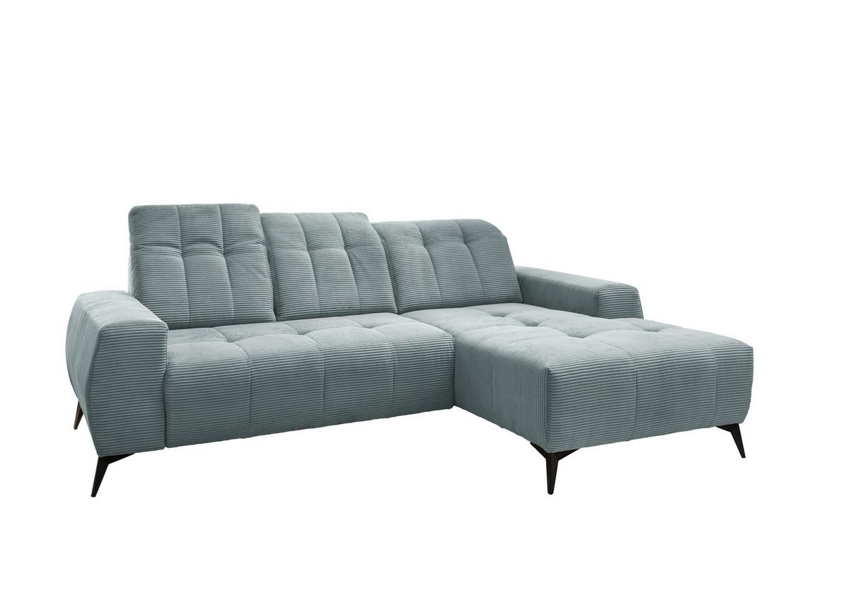 Ecksofa Mit Usb Anschluss Sano, Hellblau, S: 258x180 Cm - Schwarz/Hellblau, MODERN, Textil (258/180cm) - Livetastic