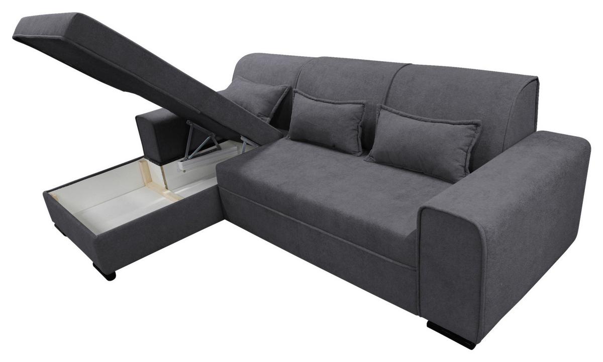 Ecksofa Classic Dunkelgrau 175x270 cm - Dunkelgrau/Schwarz, Design, Textil (175/270cm) - MID.YOU