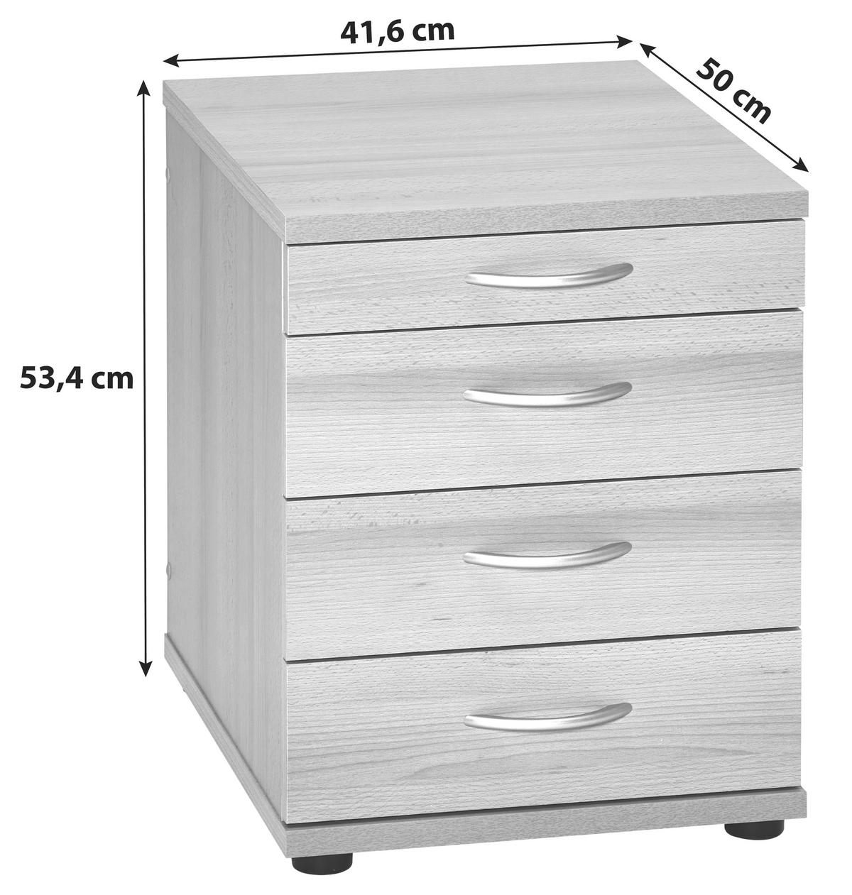 Rollcontainer Buche Dekor Serie 4000 41,6x53,4x50 cm - Buchefarben/Schwarz, Basics, Holzwerkstoff (41,6/53,4/50cm) - MID.YOU