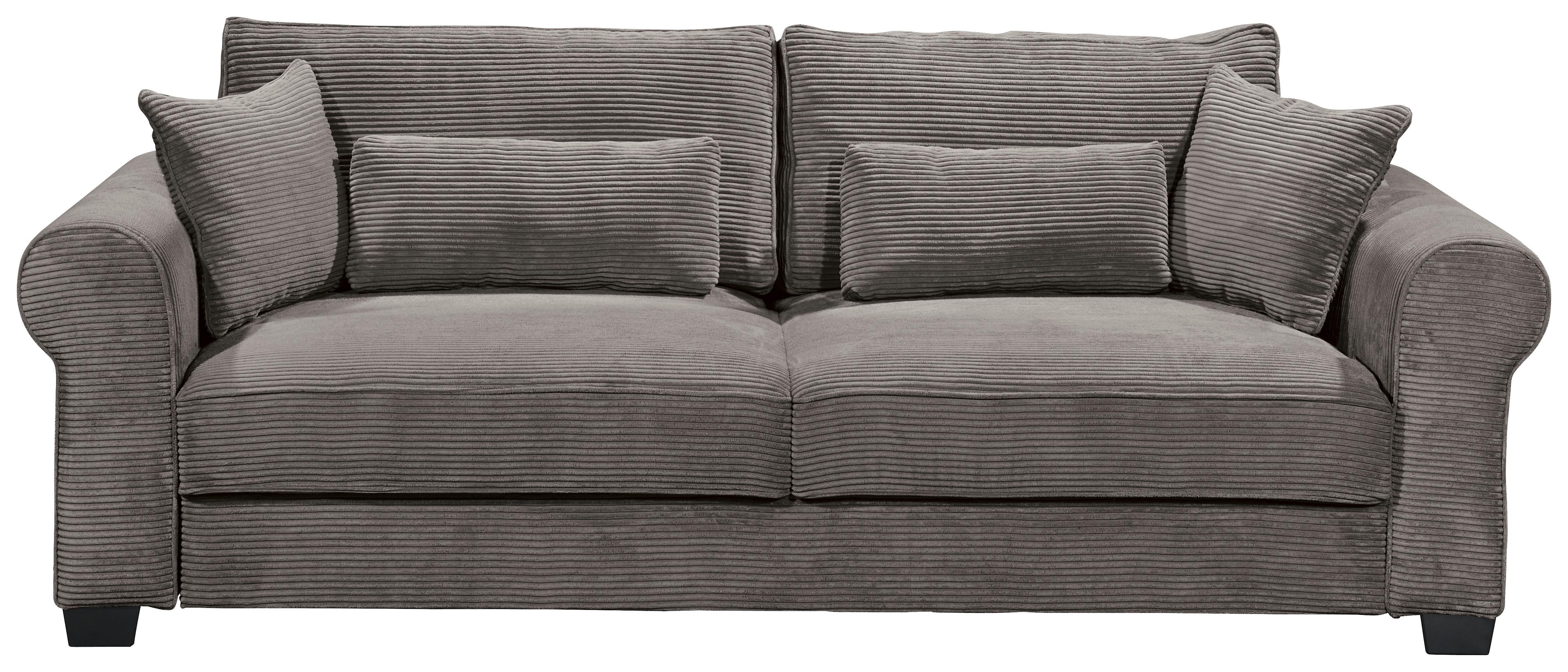 3-Sitzer-Sofa mit Schlaf- Funktion Angelina Mokka Cord - Schwarz/Mokka, Basics, Textil (250/95/125cm) - MID.YOU