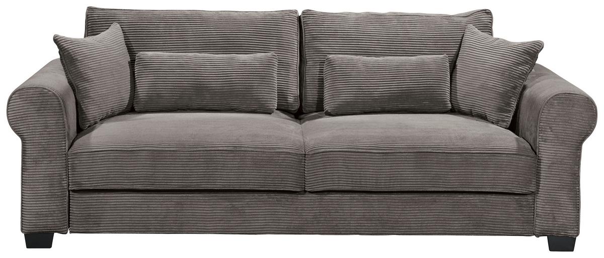 3-sitzer-sofa Mit Schlaf- Funktion Angelina Mokka Cord - Schwarz/Mokka, Basics, Textil (250/95/125cm) - MID.YOU