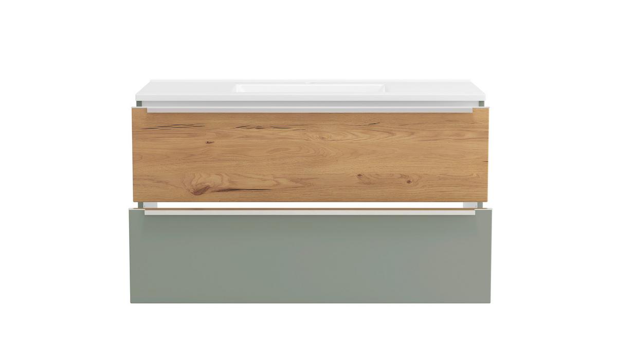 WASCHTISCHKOMBI Schilfgrün/Wildeiche B: 100cm - Schilfgrün/Wildeiche, Trend, Holzwerkstoff/Stein (100/54/47cm) - Held