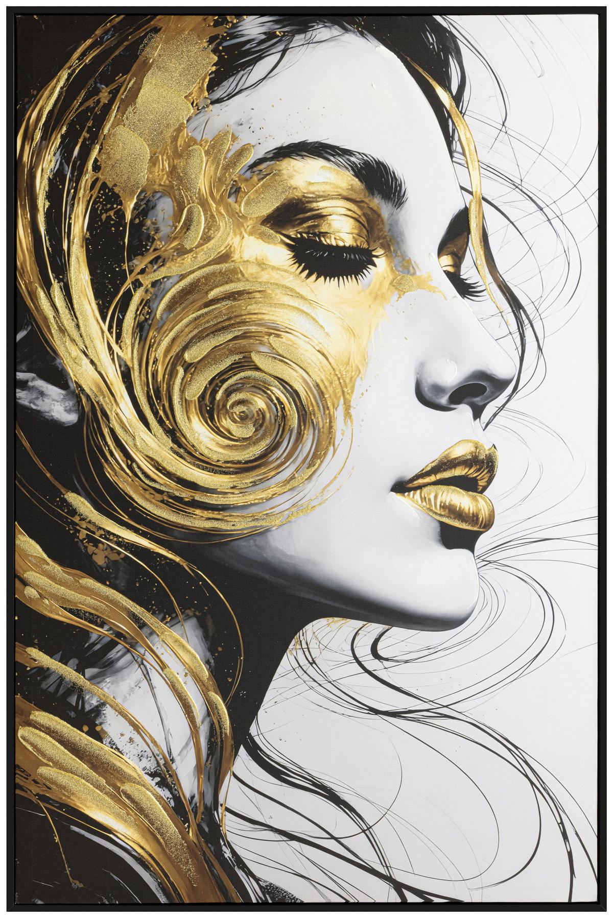 Leinwandbild Mara BxHxH: 60x90x3,5 cm - Goldfarben/Schwarz, KONVENTIONELL, Holz/Kunststoff (60/90/3,5cm) - Luca Bessoni
