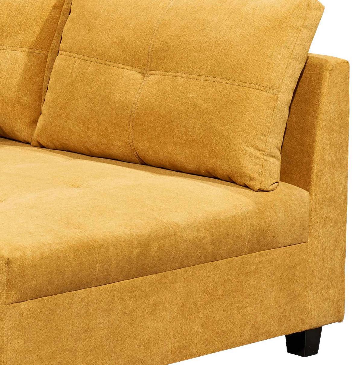 Ecksofa Mit Schlaffunktion + Kissen Lea, Polyester-Nylon - Gelb/Schwarz, Basics, Holzwerkstoff/Textil (248/176cm) - MID.YOU