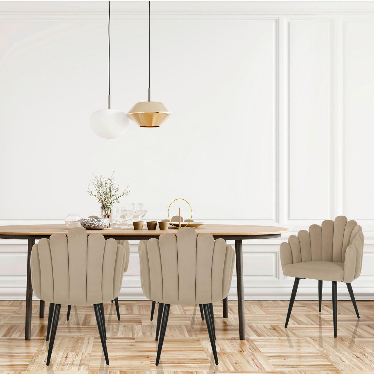 Armlehnstuhl Scallore Beige B: 63 cm - Beige/Schwarz, MODERN, Textil/Metall (63/84/56cm) - MID.YOU