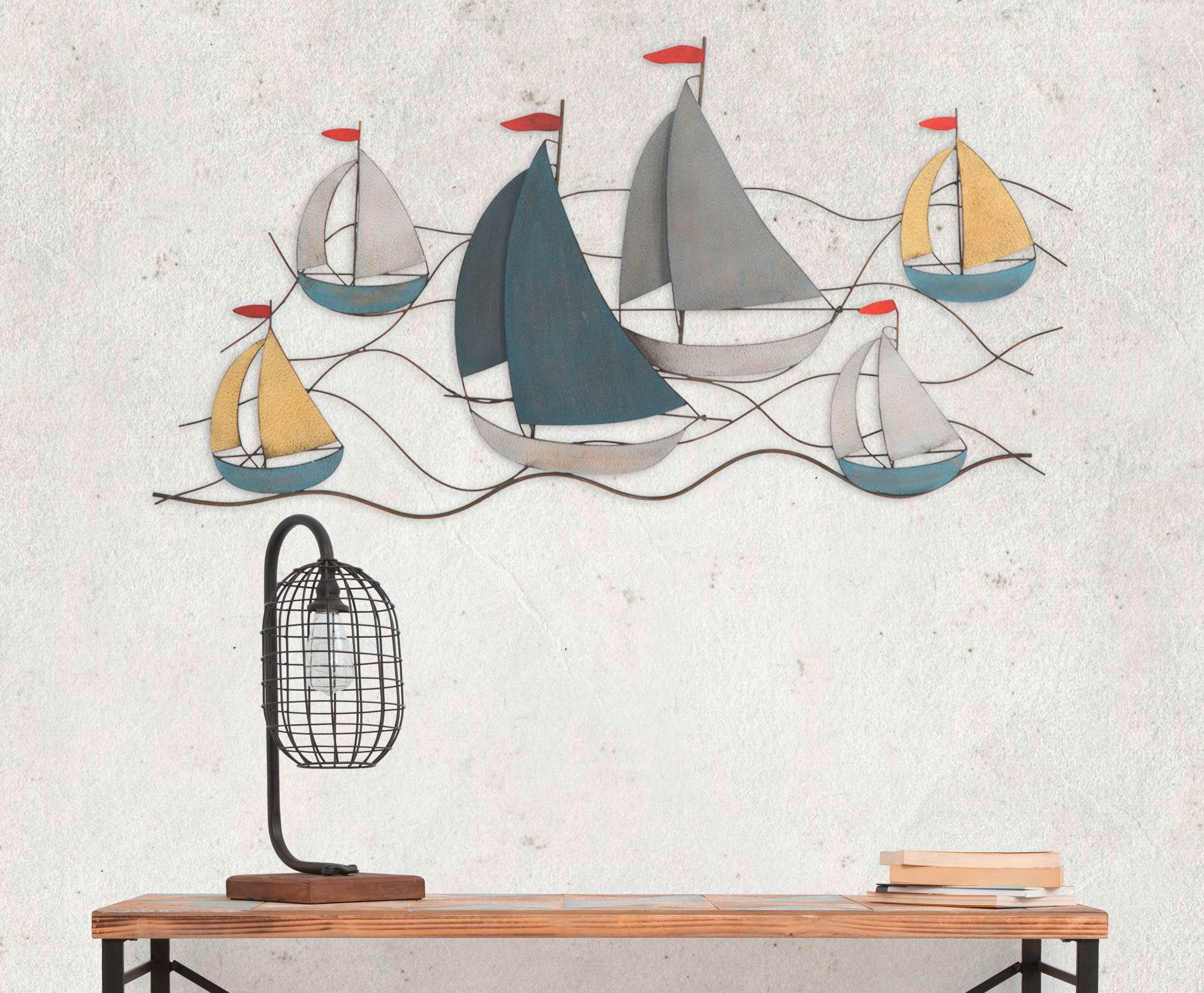 Wanddeko Sea Grautöne, Gelb B: 114 Cm - Basics, Metall (114/62/3cm)