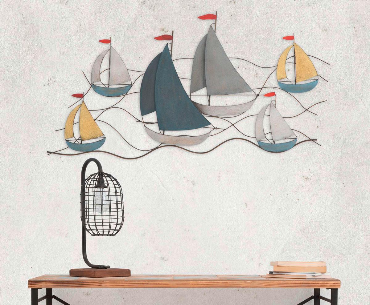 Wanddeko Sea Grautöne, Gelb B: 114 Cm - Basics, Metall (114/62/3cm)