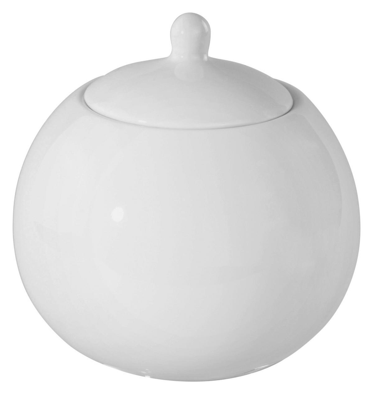 Zuckerdose Felicia Porzellan D: ca. 8 cm - Weiß, KONVENTIONELL, Keramik (8cm) - Ondega