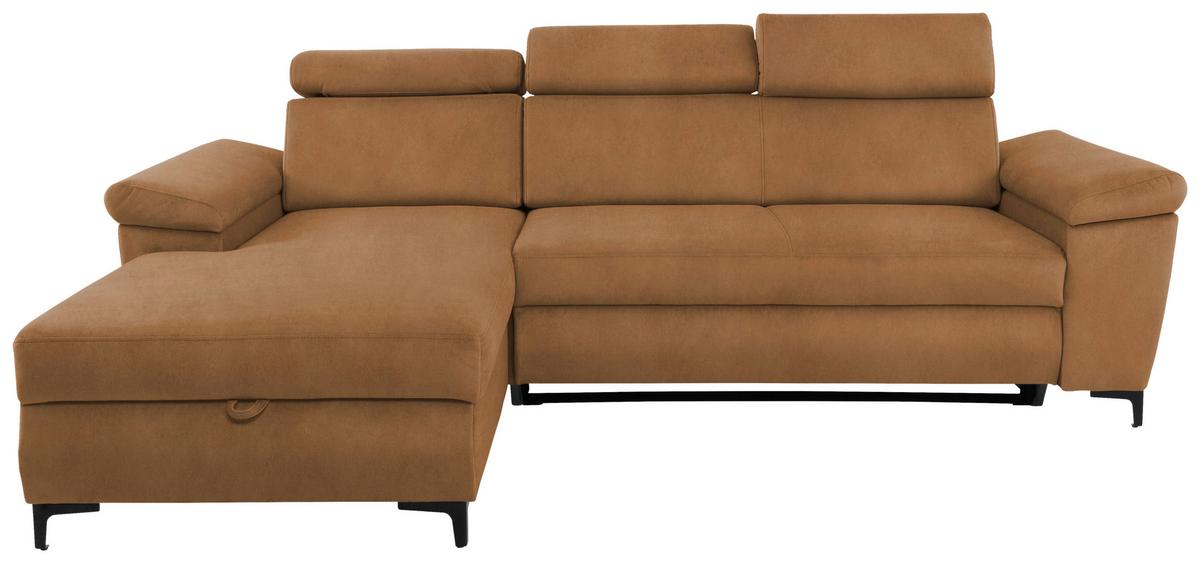 Eckschlafsofa Santi Bernsteinfarben S: 176/258 cm - Bernsteinfarben/Schwarz, MODERN, Textil (176/258cm) - MID.YOU